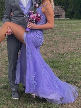 Elegant Purple Lace Evening Dress